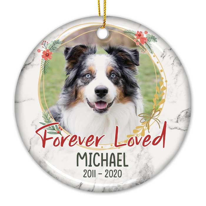 Personalized Custom Round Shaped Ceramic Christmas Ornament - Upload Image, Memorial Gift, Sympathy Gift, Gift For Pet Lovers, Christmas Gift