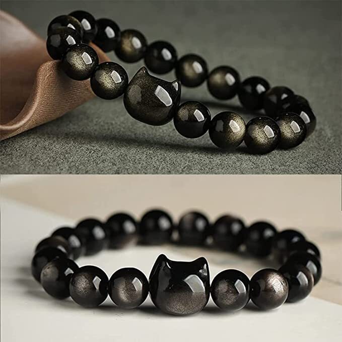 Black Cat Chakra “Power of 23” Positive Energy Golden Obsidian Bracelet