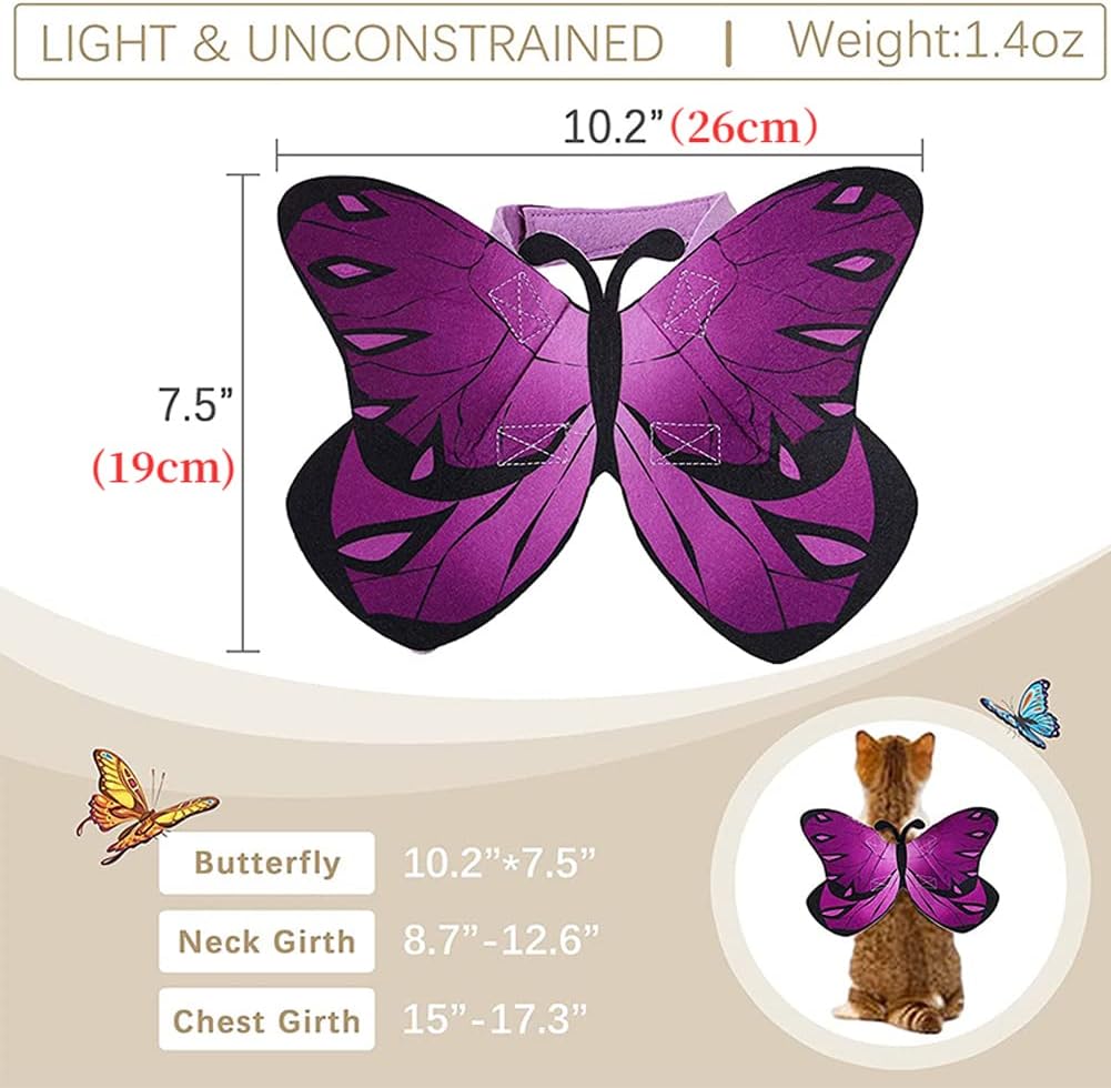 Pet Cat Bat Wings for Halloween Party Decoration, Puppy Collar Leads Cosplay Bat Costume,Cute Puppy Cat Dress Up Accessories