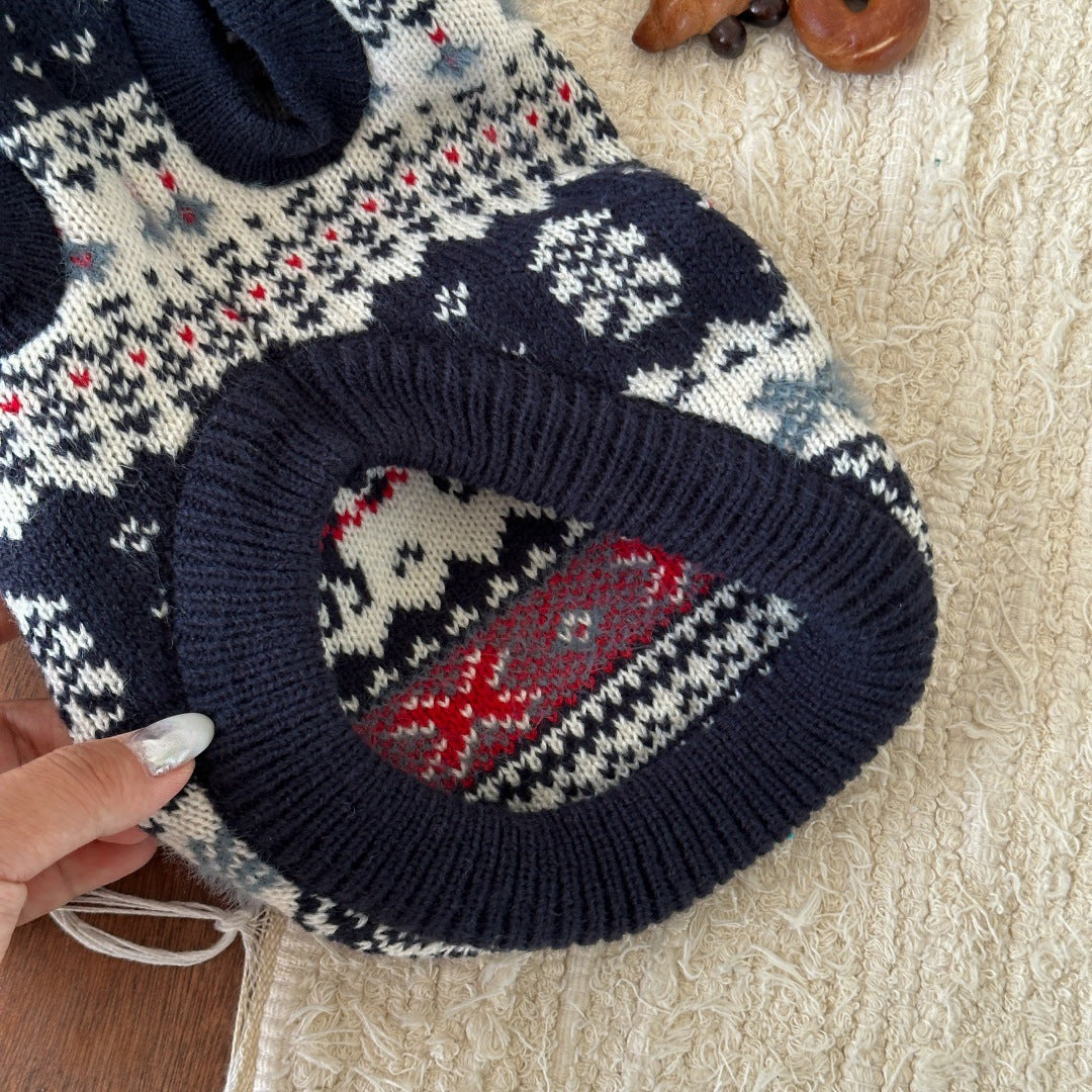 Pet Christmas Sweater with Hood, Autumn and Winter Clothing, Warm Sweater for Cats and Dogs