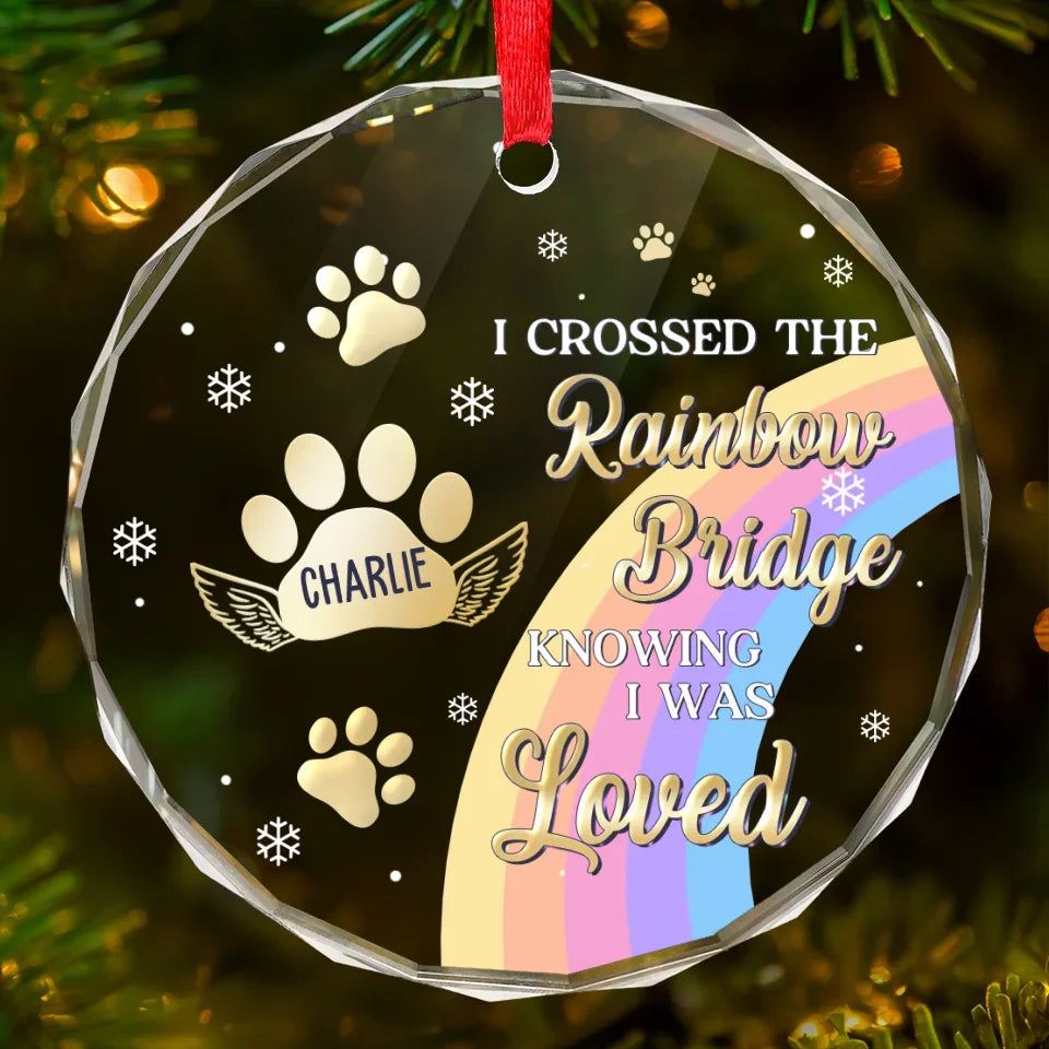 Memorial Personalized Custom Circle Glass Ornament