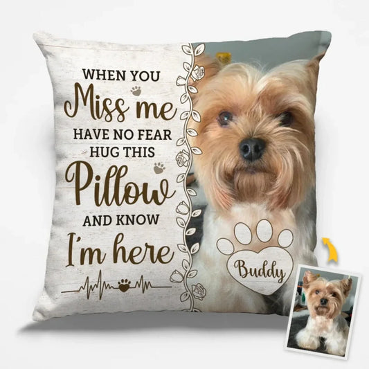 Custom Photo Four Paws, One Heart - Memorial Personalized Custom Pillow