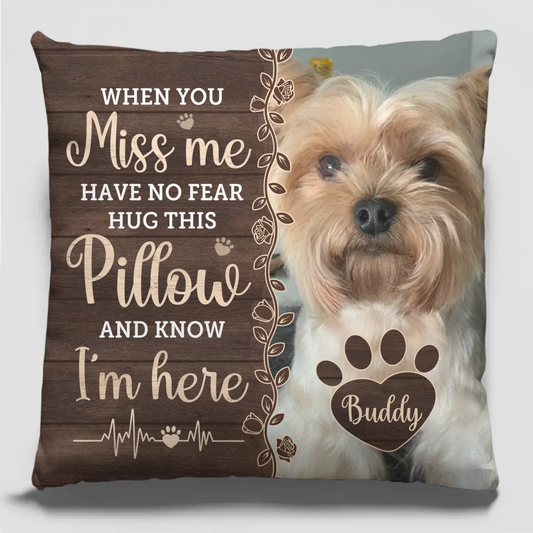 Custom Photo Four Paws, One Heart - Memorial Personalized Custom Pillow