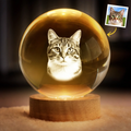 Custom Photo Crystal Globe Lamp - Personalized Pet Memorial Sympathy Gifts For Dogs, Cats