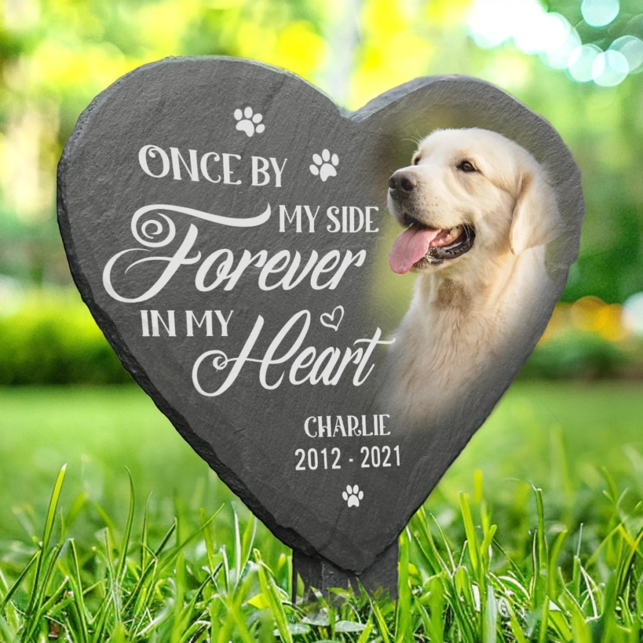 Custom Photo Slate Garden Stake - Personalized Pet Memorial Gifts For Dogs, Cats