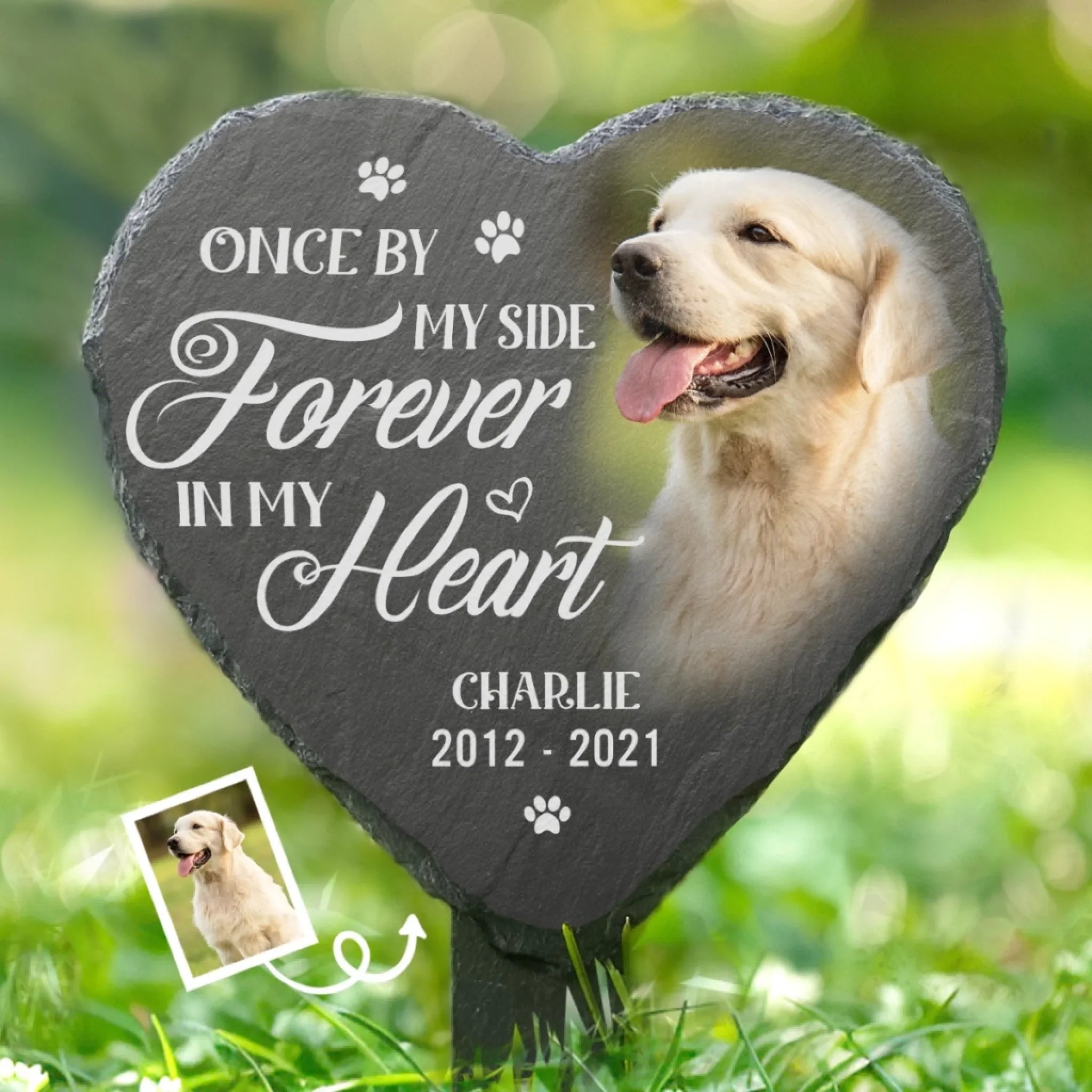 Custom Photo Slate Garden Stake - Personalized Pet Memorial Gifts For Dogs, Cats