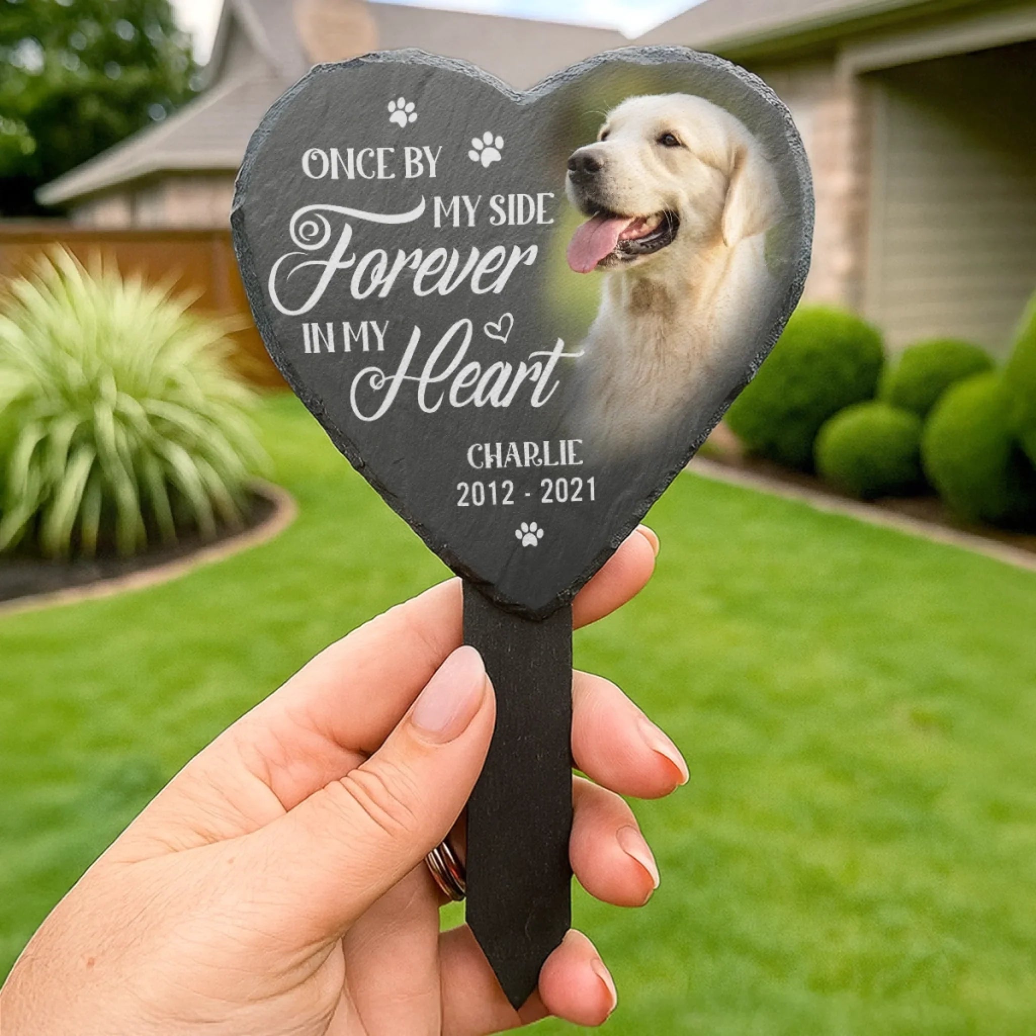 Custom Photo Slate Garden Stake - Personalized Pet Memorial Gifts For Dogs, Cats