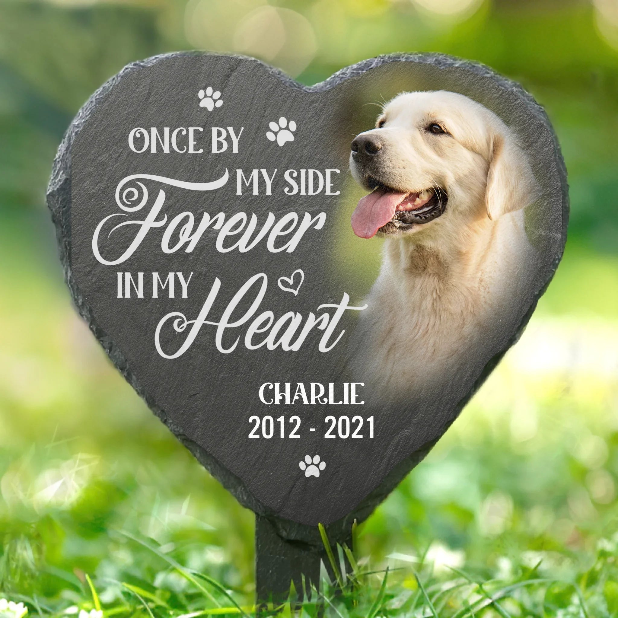 Custom Photo Slate Garden Stake - Personalized Pet Memorial Gifts For Dogs, Cats