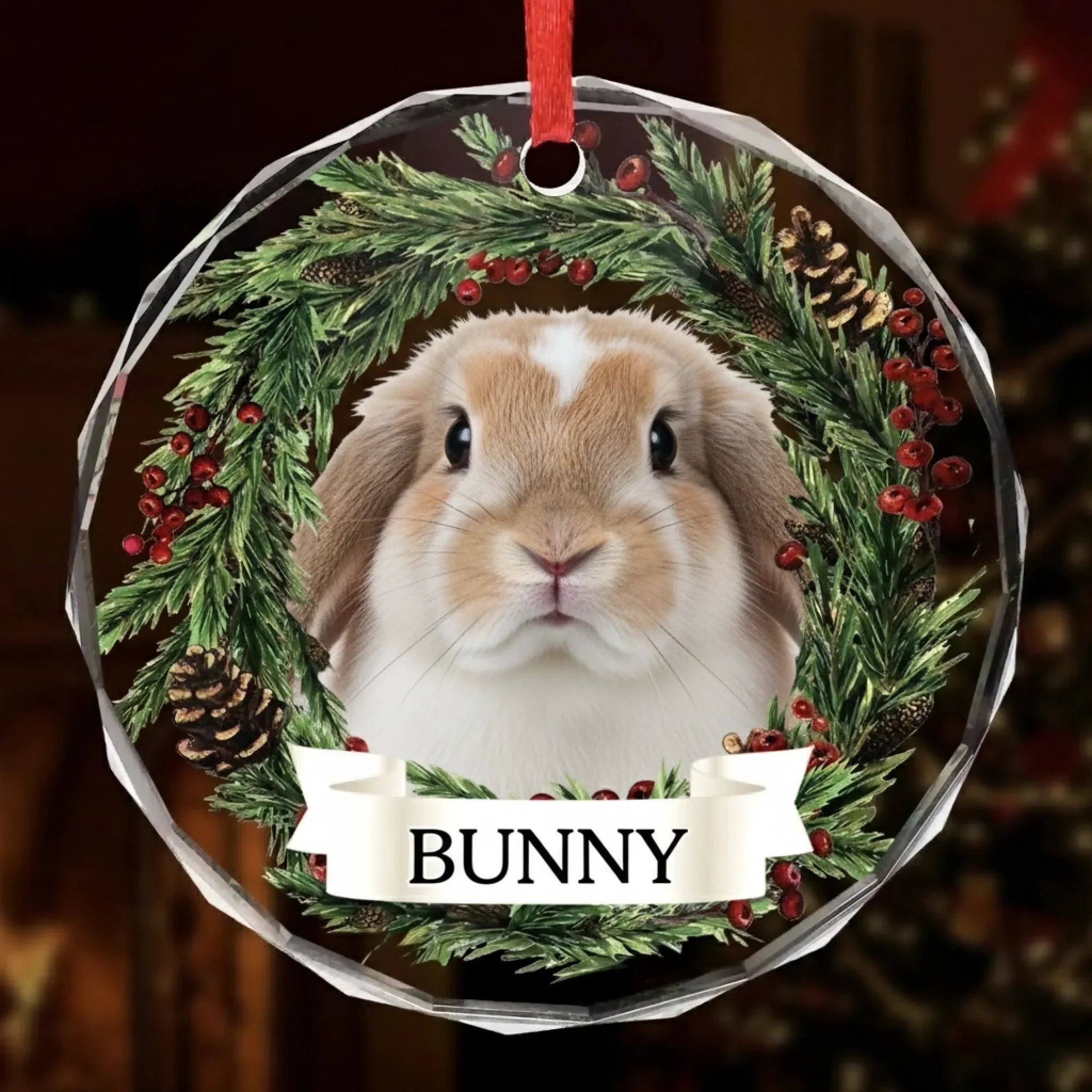 Custom Photo Circle Glass Ornament - Personalized Pet Christmas Memorial Sympathy Gifts For Dogs, Cats