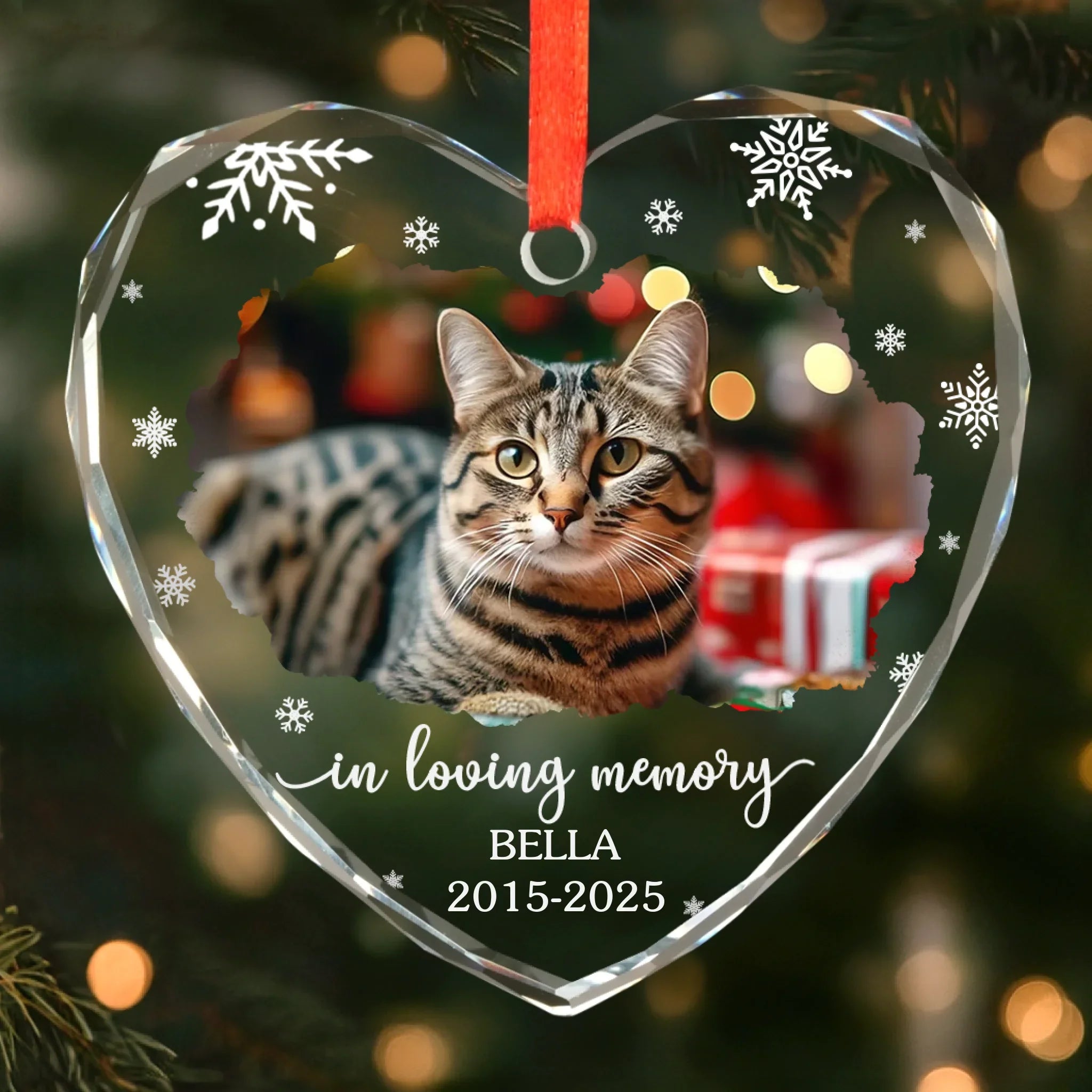 Custom Photo Heart Glass Ornament