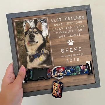 Custom Photo Pet Loss Sign, Collar Frame