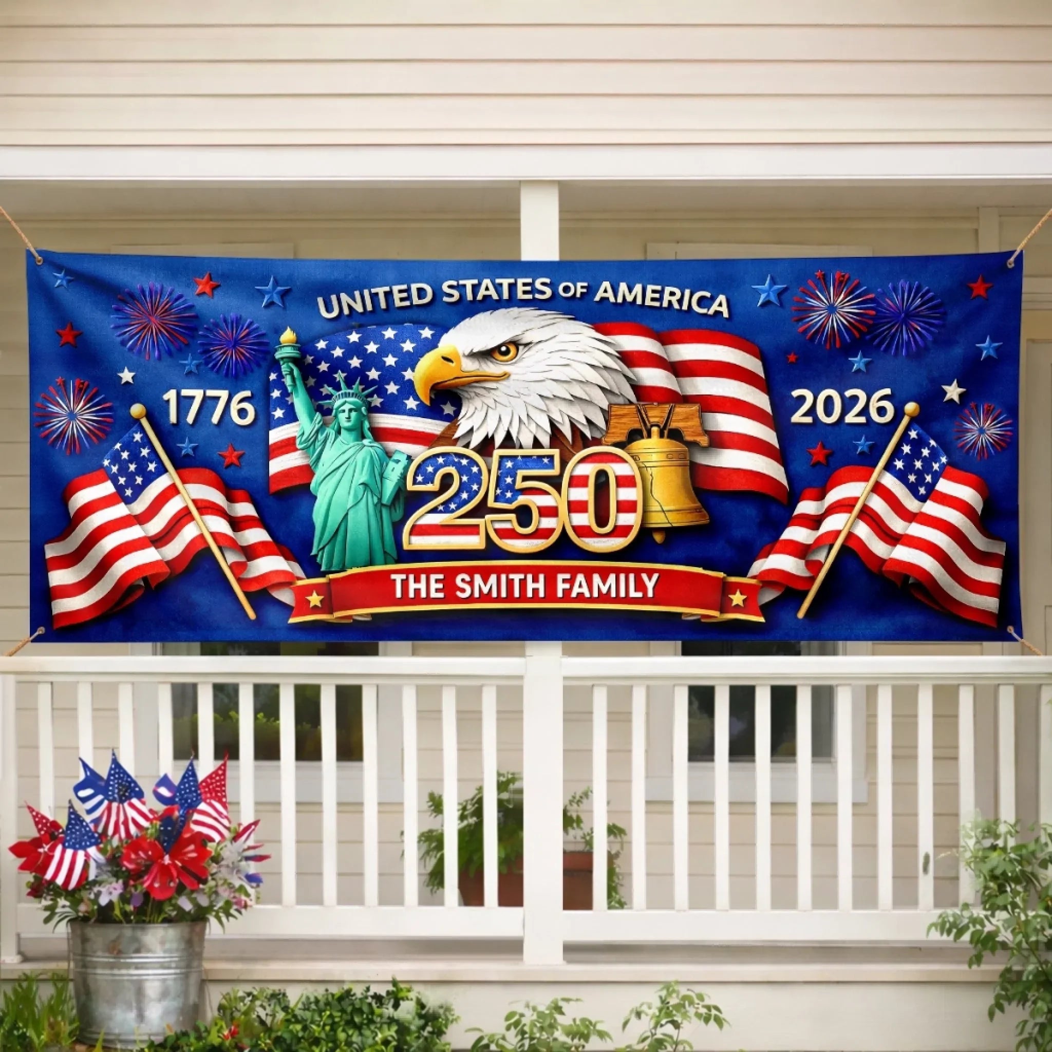 Custom Polyester Outdoor Banner - Personalized America 250th Anniversary Gifts