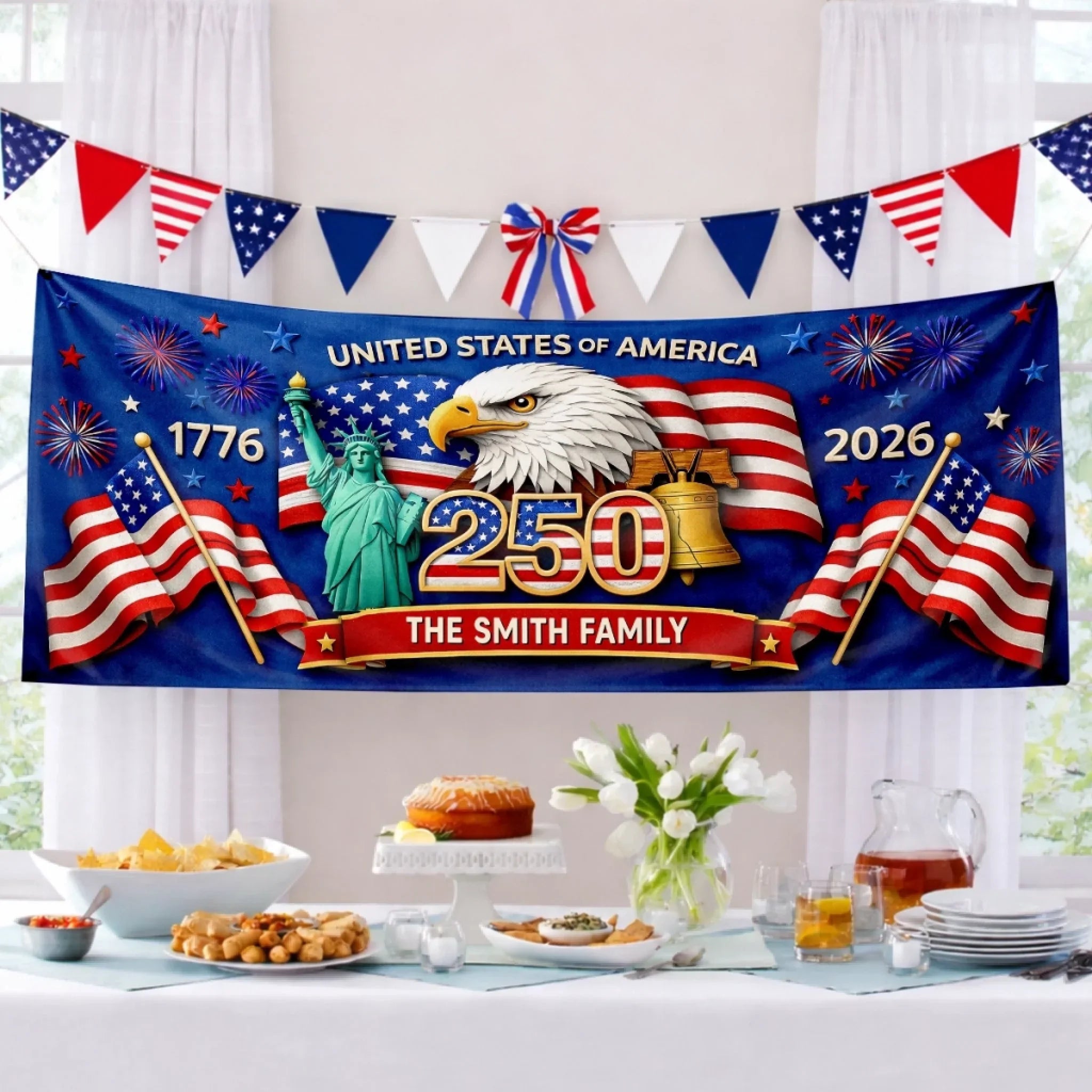 Custom Polyester Outdoor Banner - Personalized America 250th Anniversary Gifts