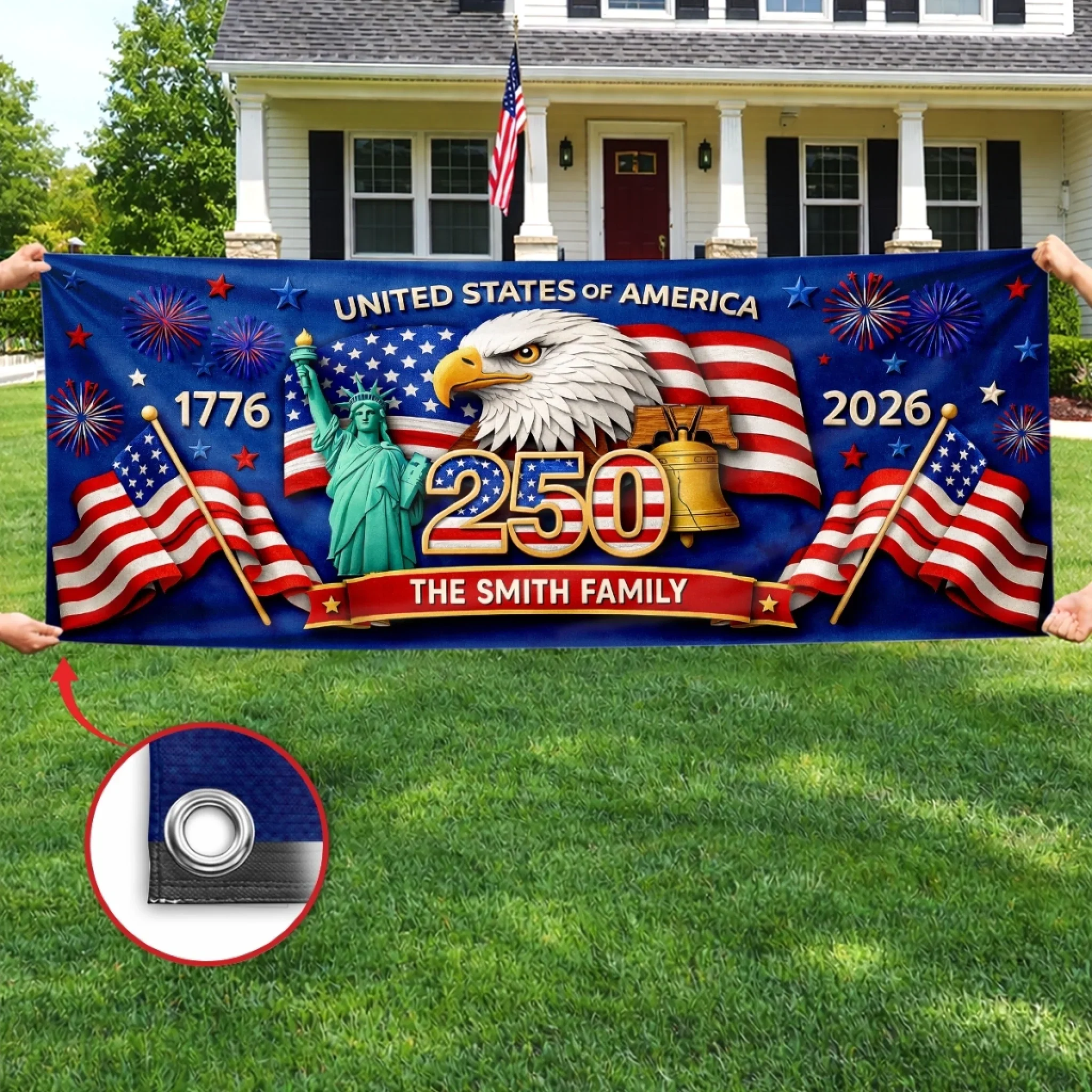 Custom Polyester Outdoor Banner - Personalized America 250th Anniversary Gifts