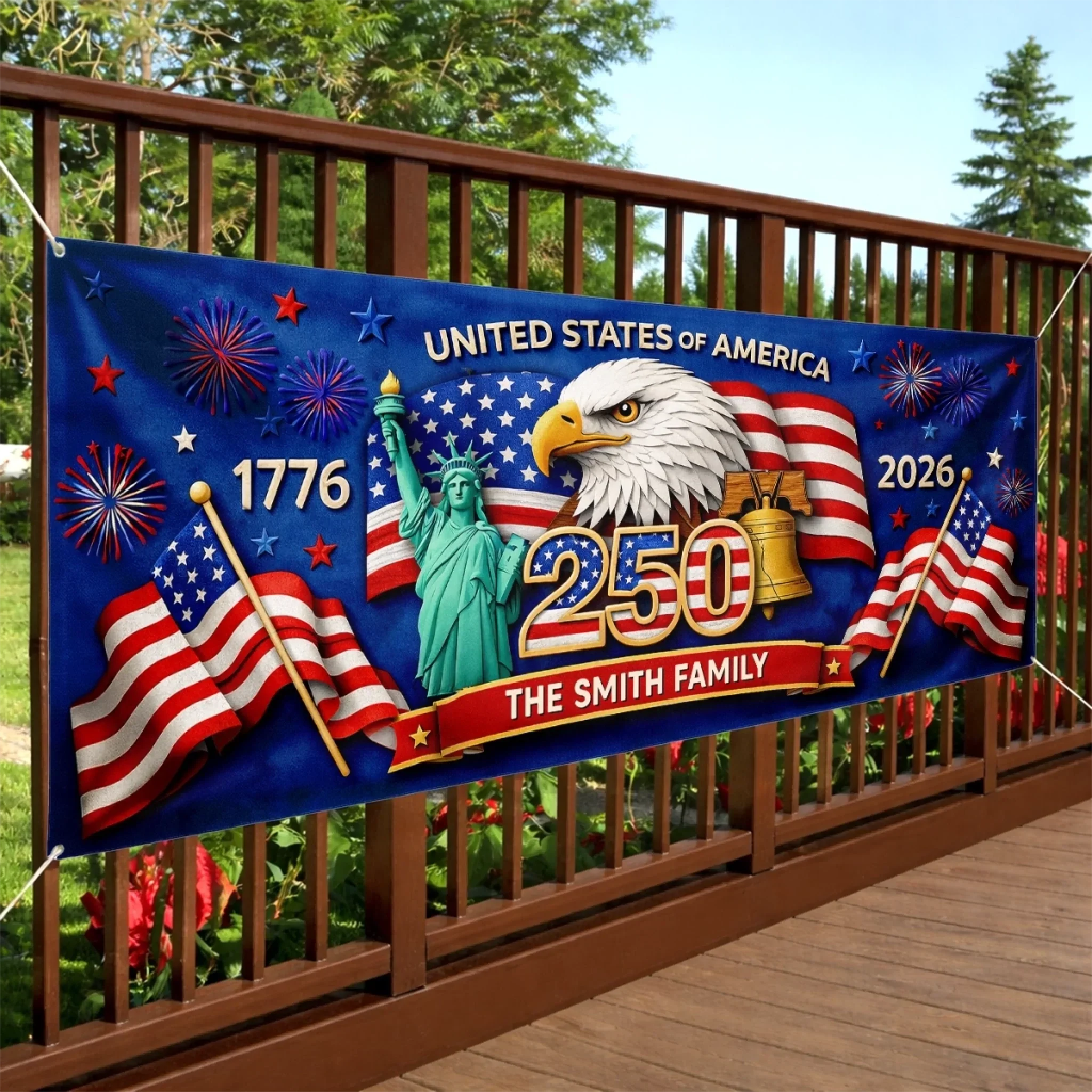 Custom Polyester Outdoor Banner - Personalized America 250th Anniversary Gifts