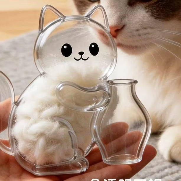 Multi-Functional Cat Fridge Magnet - Flower Vase & Pet Hair/Whisker Storage