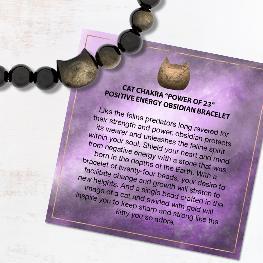 Black Cat Chakra “Power of 23” Positive Energy Golden Obsidian Bracelet