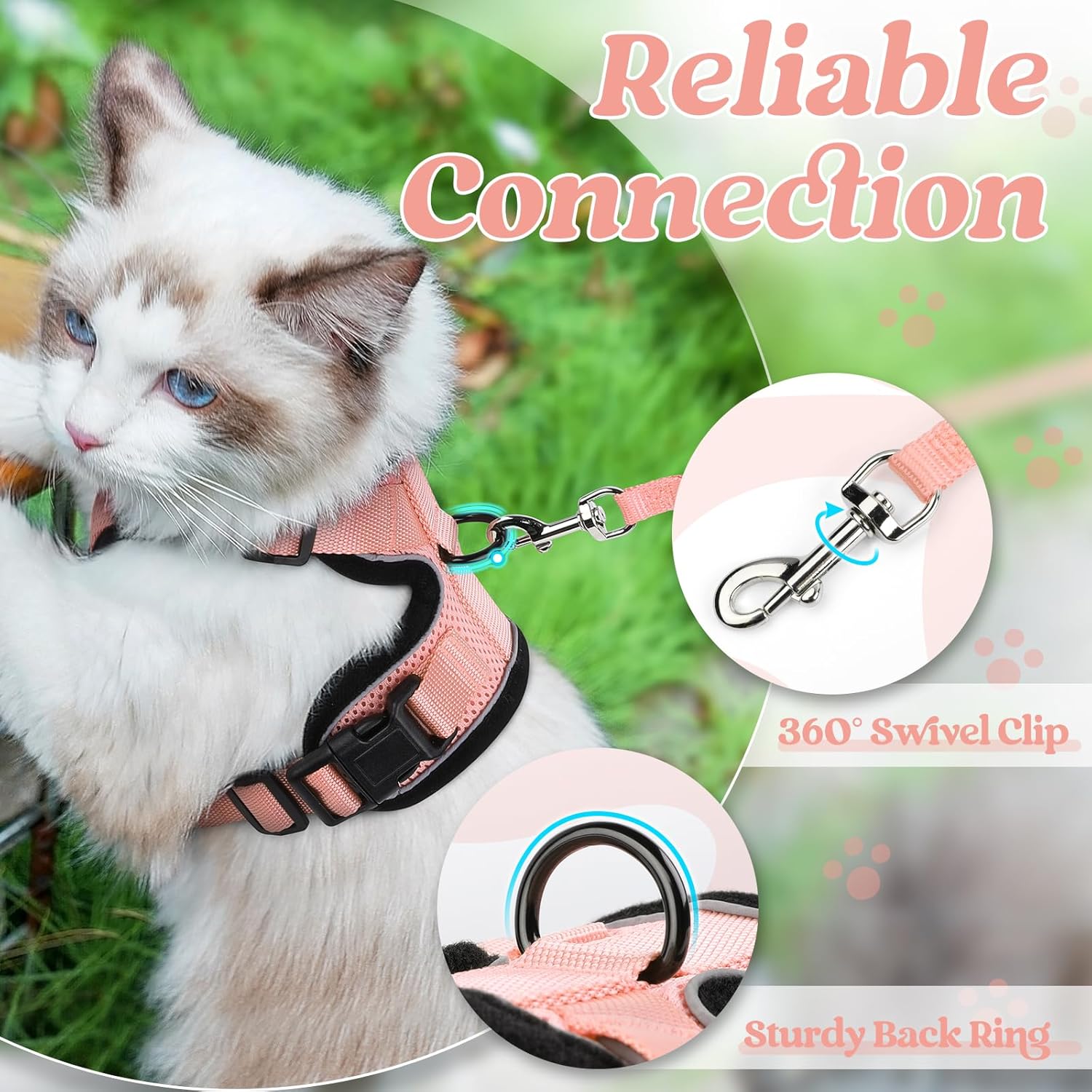 Cat Harness and Leash for Walking, Soft Adjustable Vest Harnesses