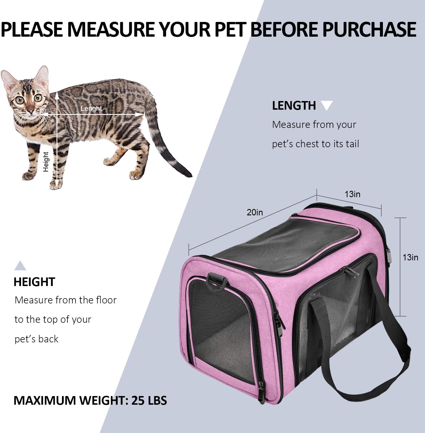Large Soft Sided Cat and Pet Carrier for Cats