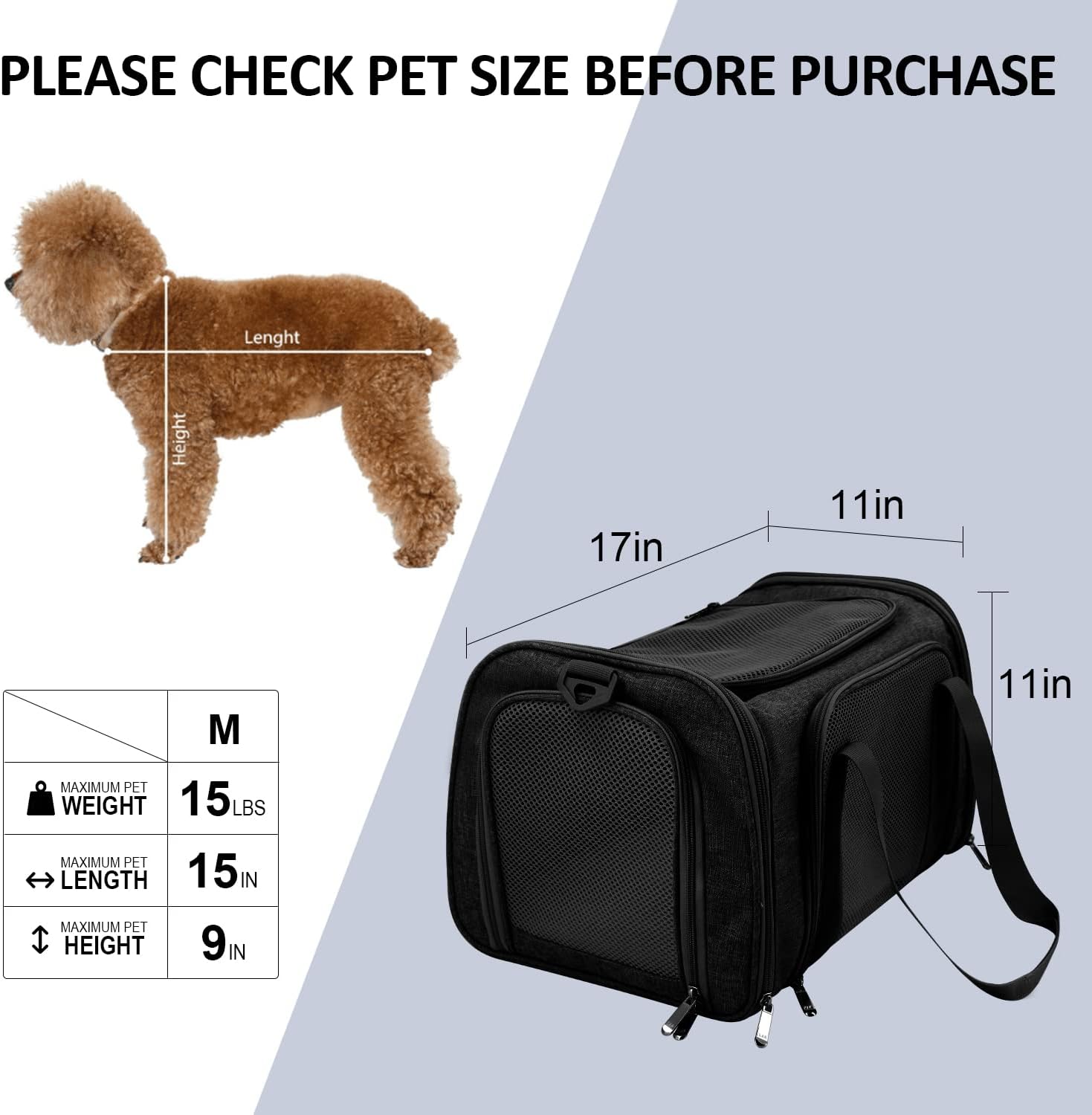 Large Soft Sided Cat and Pet Carrier for Cats