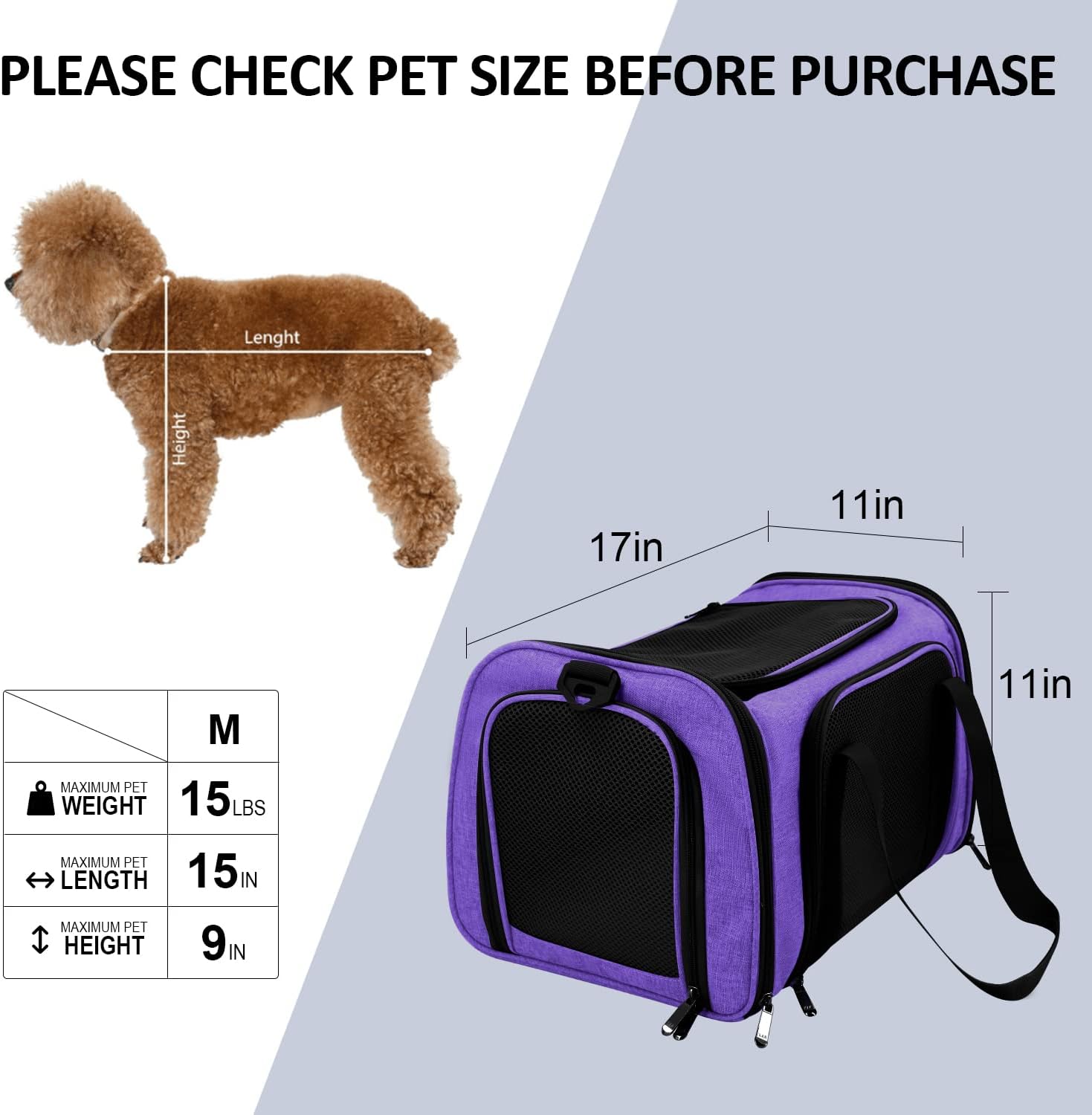 Large Soft Sided Cat and Pet Carrier for Cats