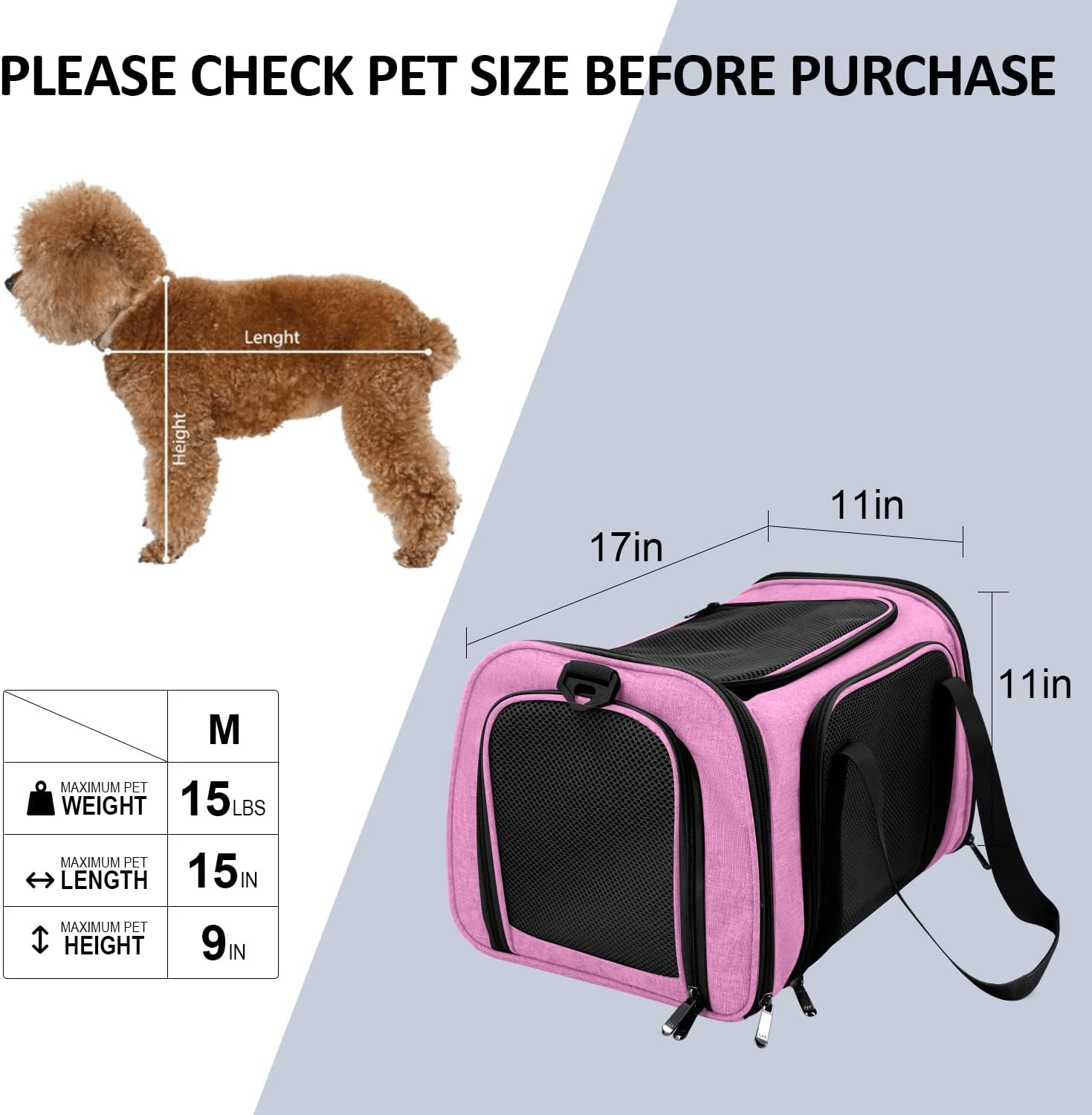 Large Soft Sided Cat and Pet Carrier for Cats