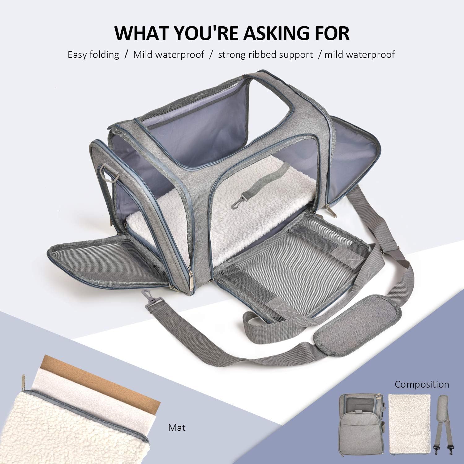 Large Soft Sided Cat and Pet Carrier for Cats