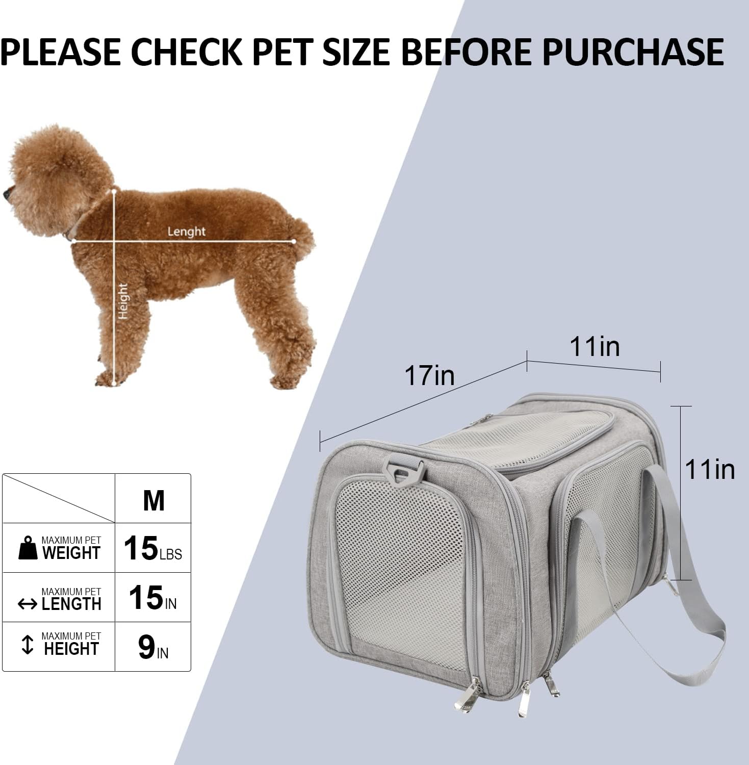 Large Soft Sided Cat and Pet Carrier for Cats