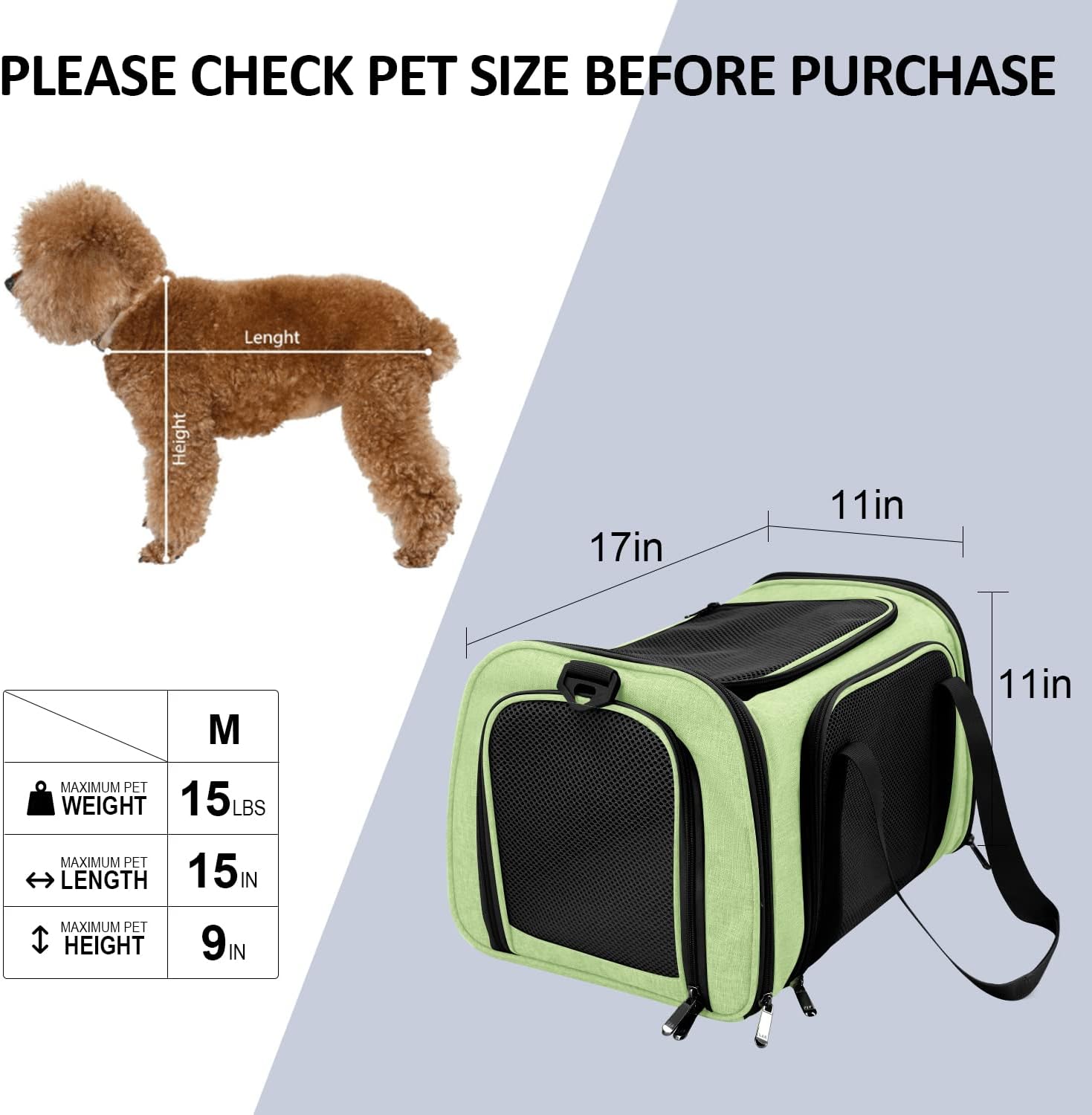 Large Soft Sided Cat and Pet Carrier for Cats