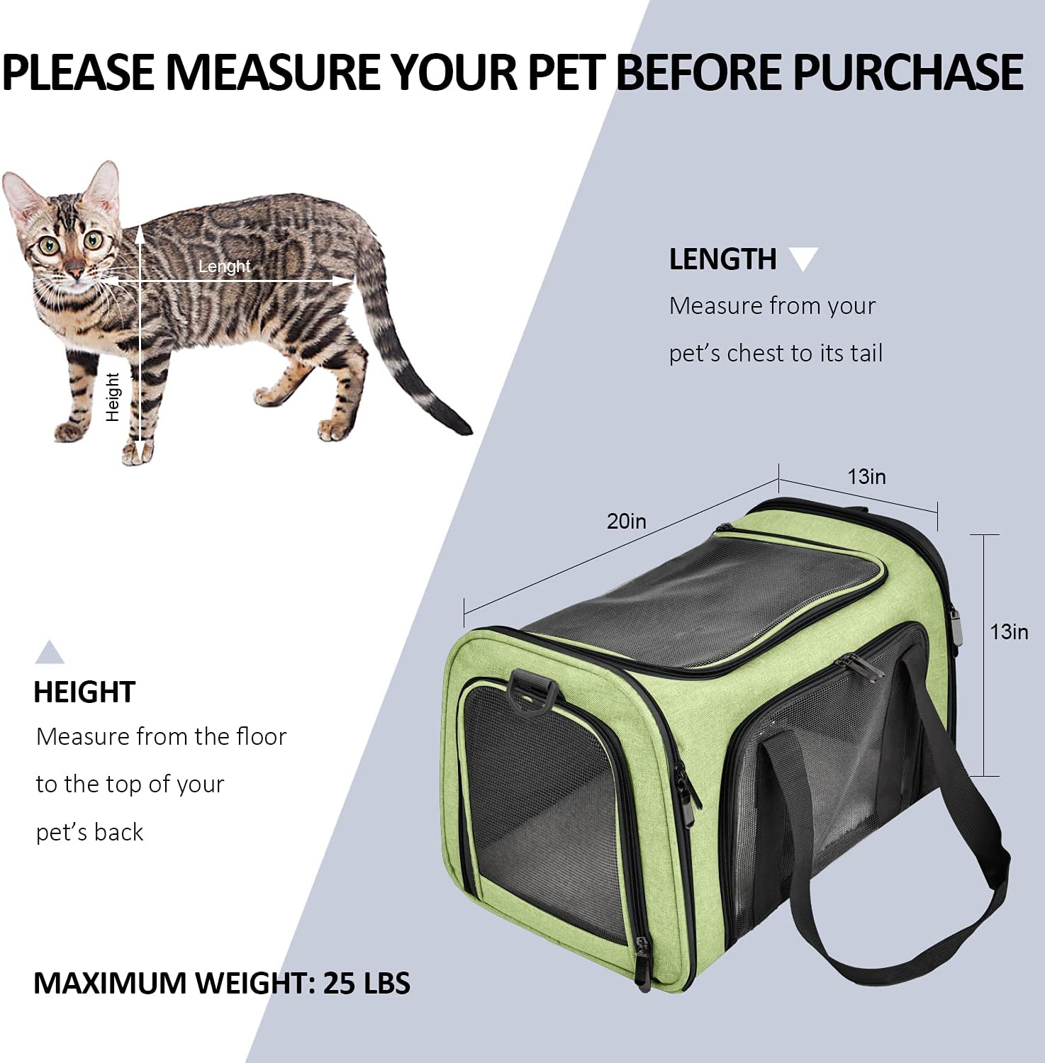 Large Soft Sided Cat and Pet Carrier for Cats