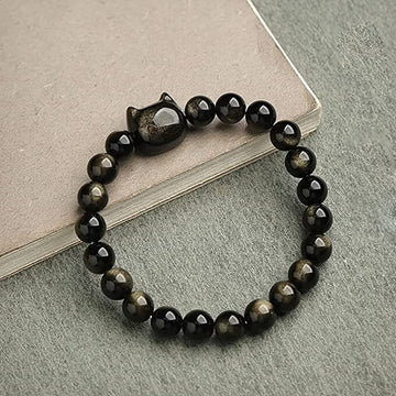 Black Cat Chakra “Power of 23” Positive Energy Golden Obsidian Bracelet