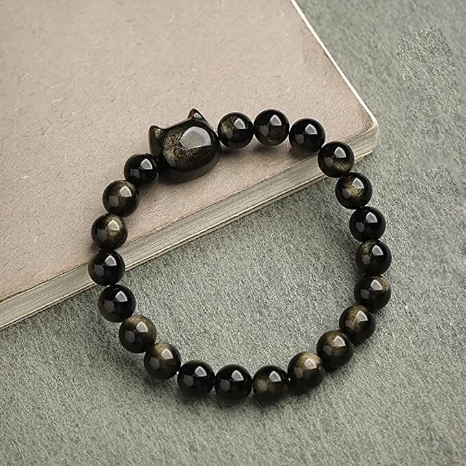 Black Cat Chakra “Power of 23” Positive Energy Golden Obsidian Bracelet