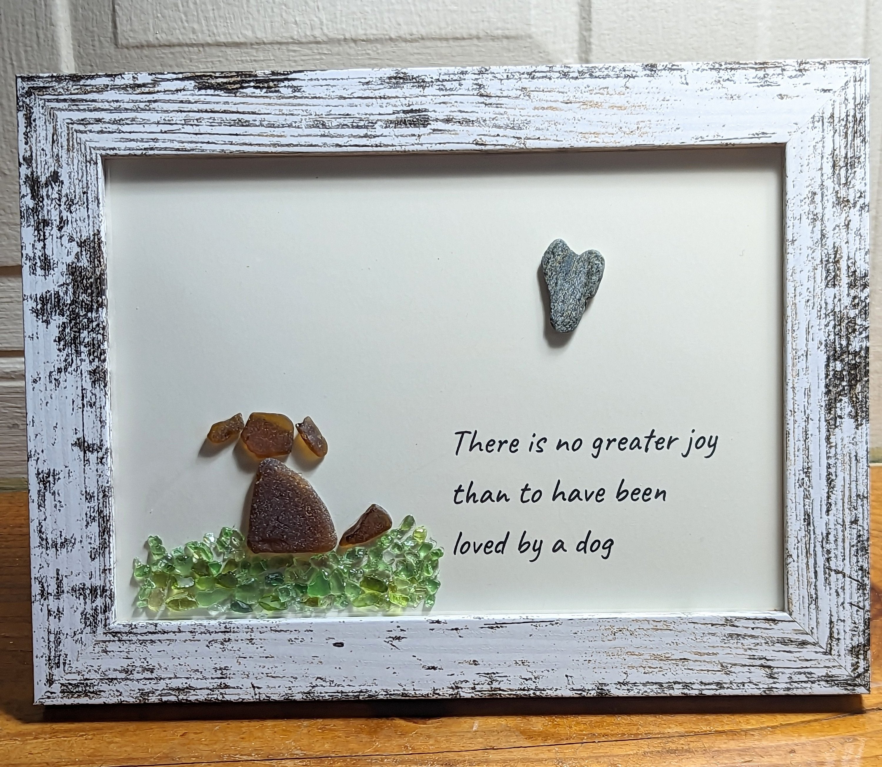 Sea Glass Art Dog Pebble Art Gift for Dog Lovers Unique Gift
