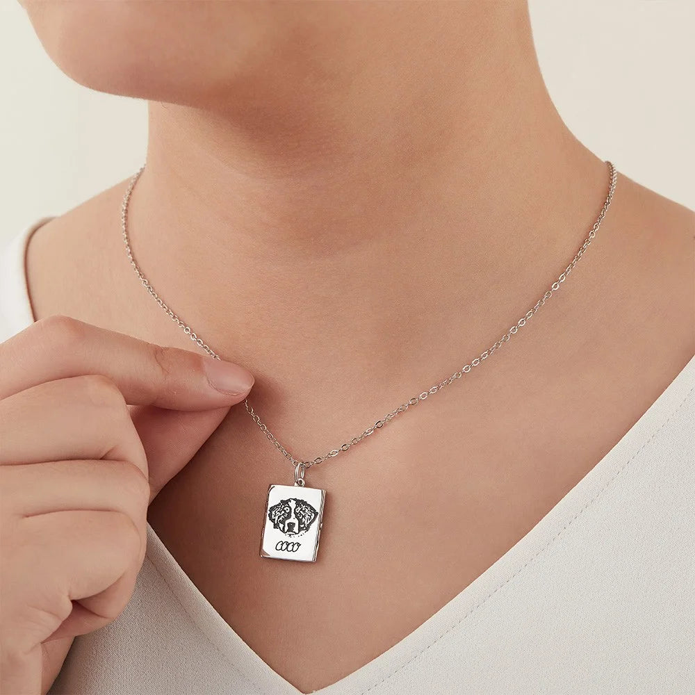 Custom Pet Portrait Book Locket Necklace