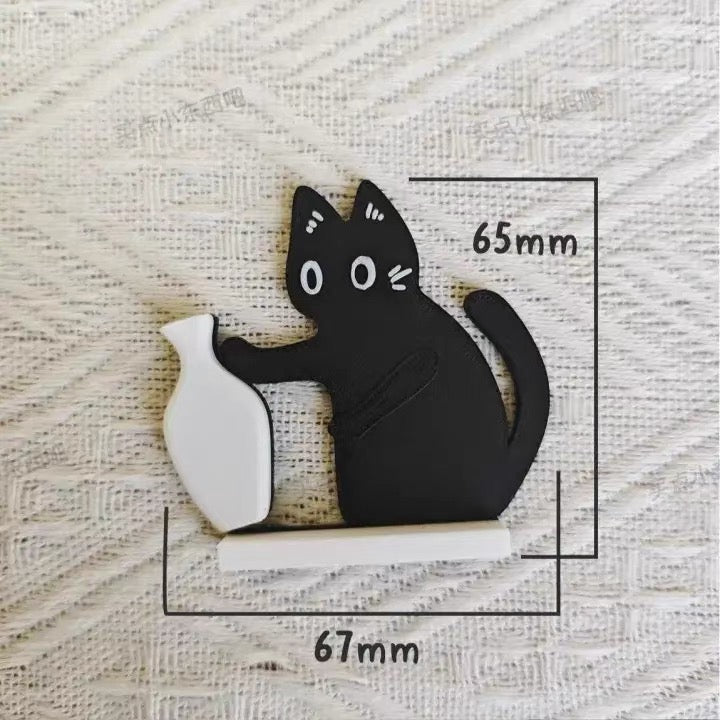 Multi-Functional Cat Fridge Magnet - Flower Vase & Pet Hair/Whisker Storage