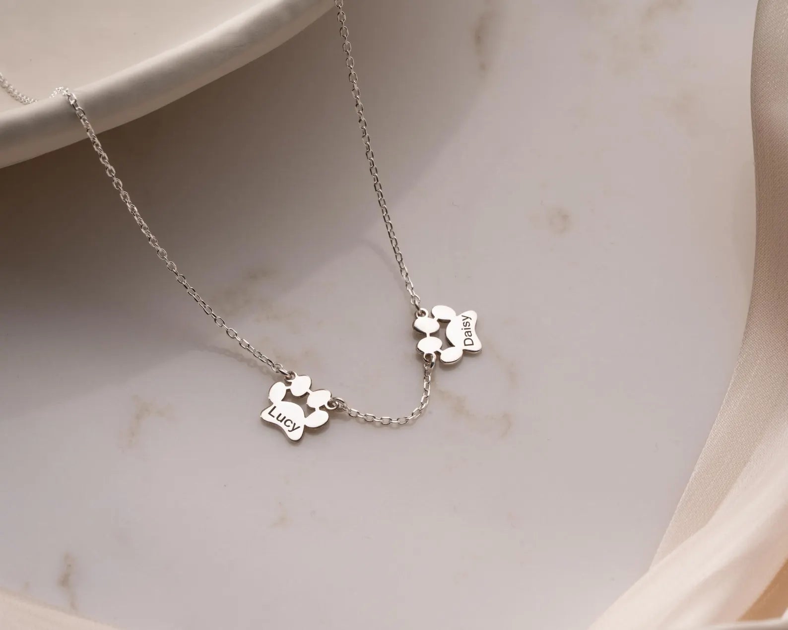 Personalized Tiny Dog Cat Paw Necklace