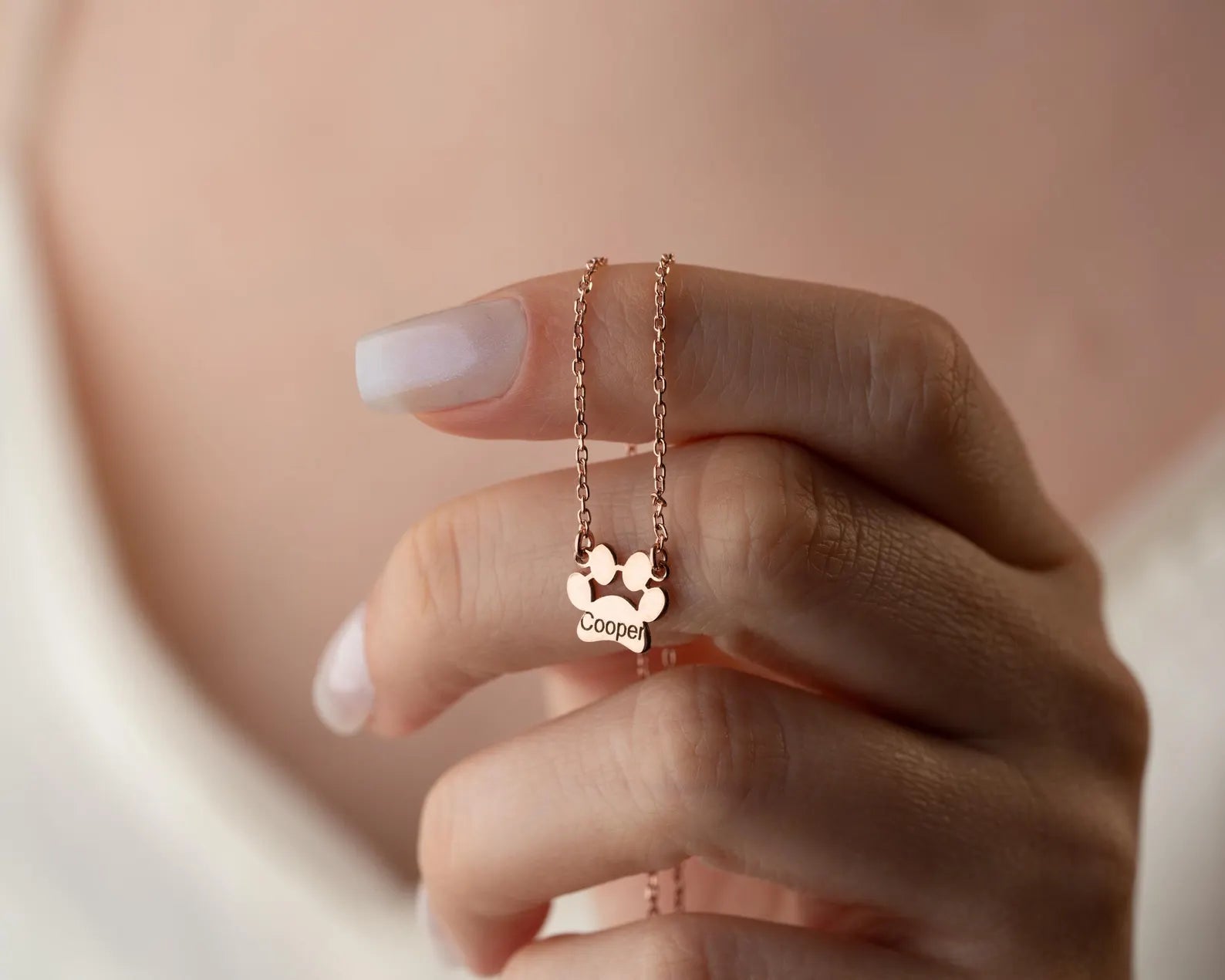 Personalized Tiny Dog Cat Paw Necklace