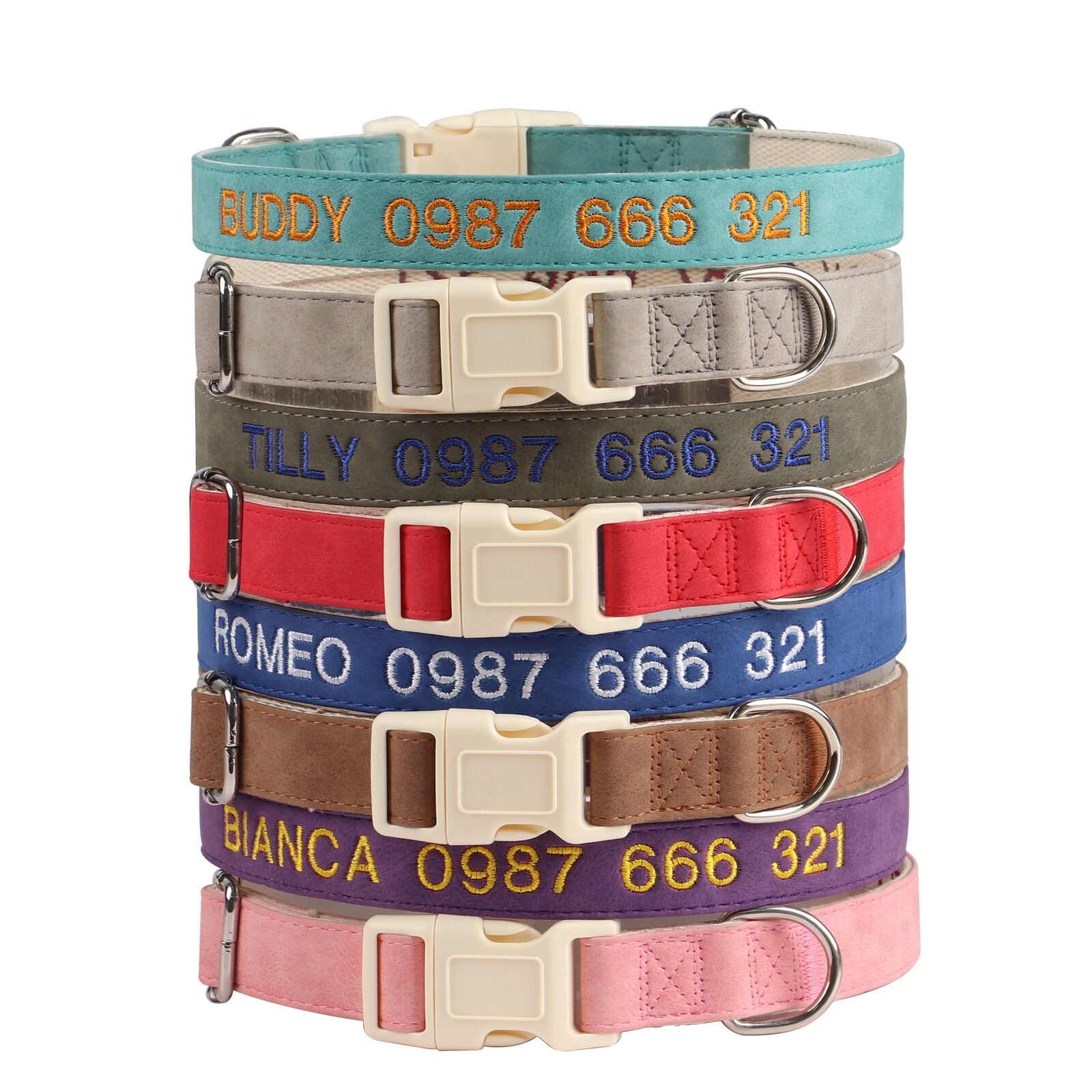 Pet Artist Personalized Dog Collar Customised Embroidered Name & Phone Number