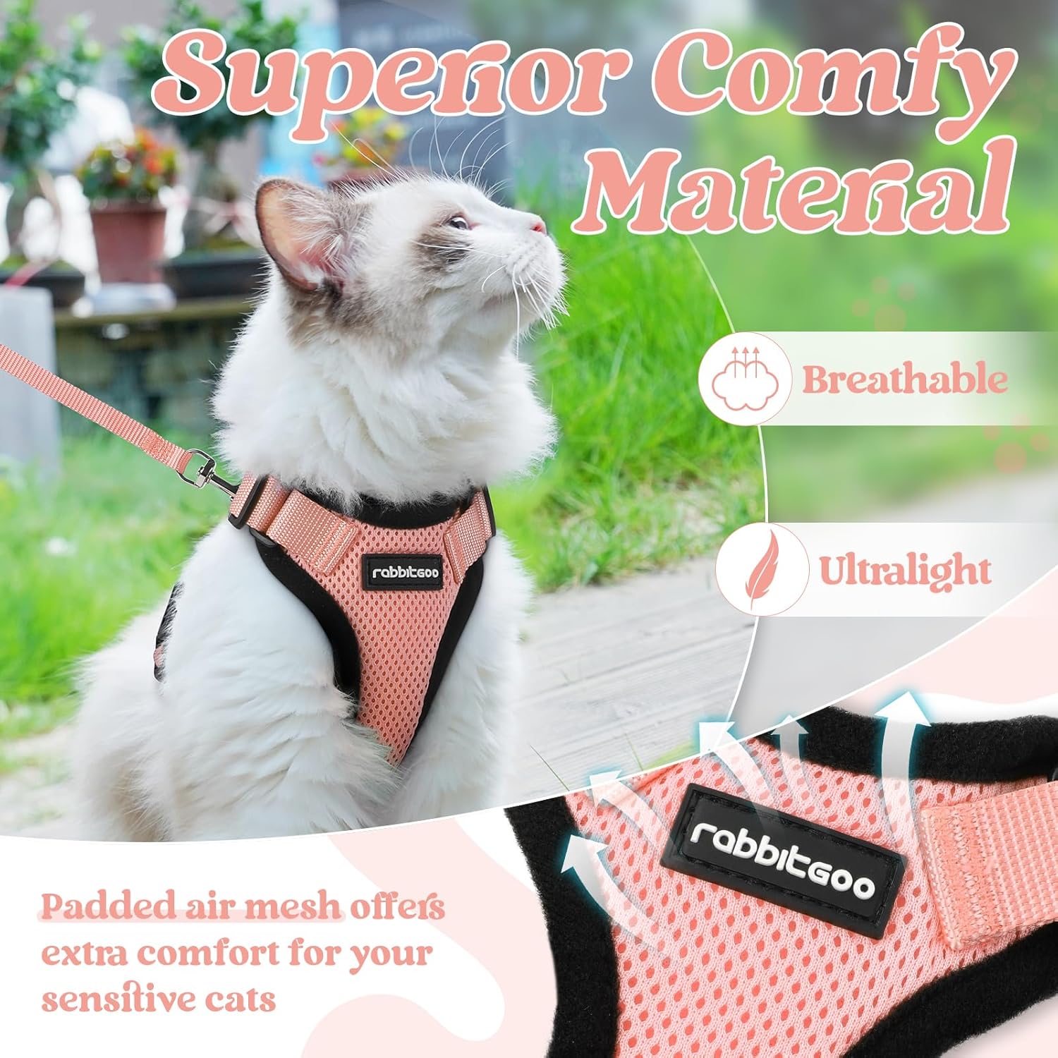 Cat Harness and Leash for Walking, Soft Adjustable Vest Harnesses