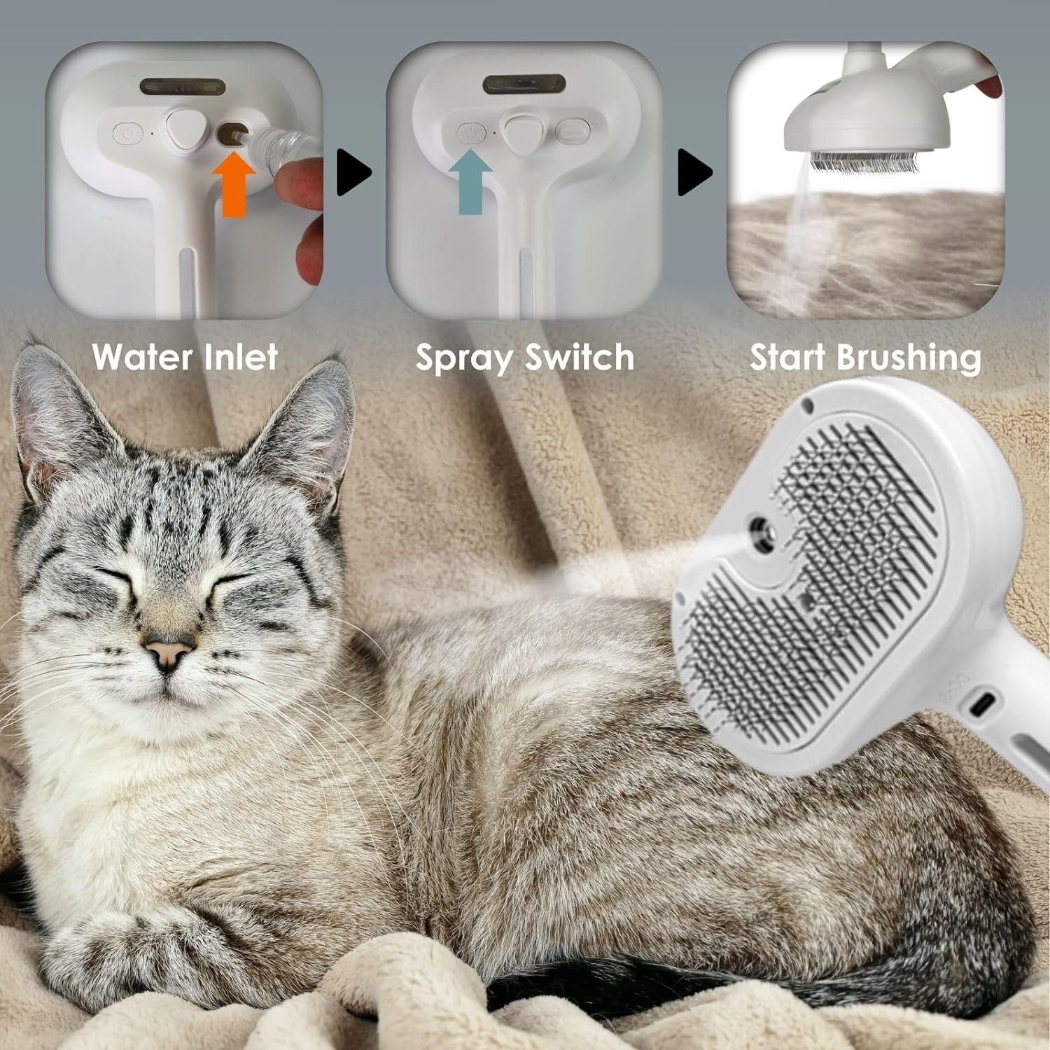 Mist Massage Brush Mist PuffGroom Cat Brush