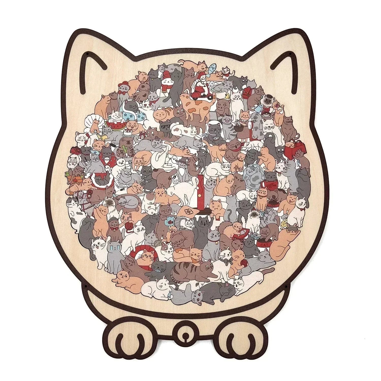 Morandi Cat Shaped Wooden Jigsaw Puzzle – 135 Pieces