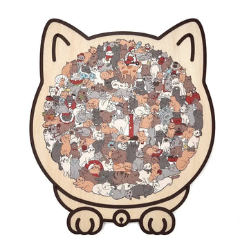 Morandi Cat Shaped Wooden Jigsaw Puzzle – 135 Pieces