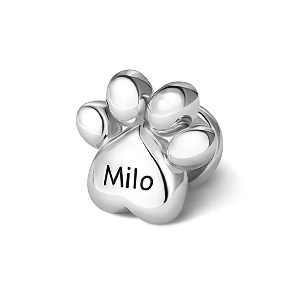 Personalized Name Bubble Pet Paw Print Watch Band Charm