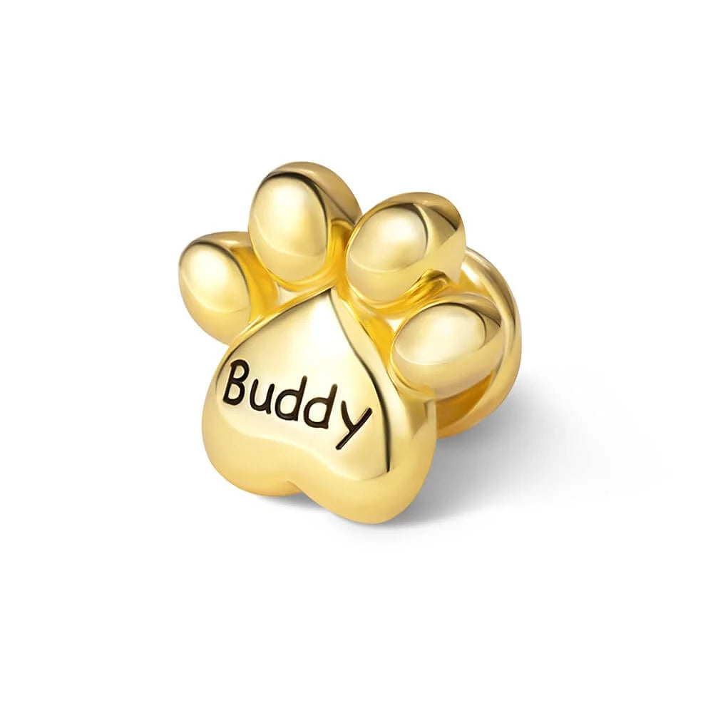 Personalized Name Bubble Pet Paw Print Watch Band Charm