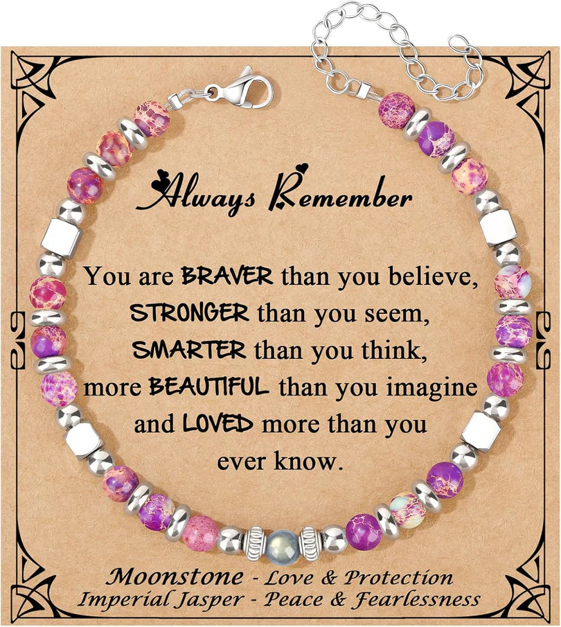 Gifts for Women Moonstone Bracelet Colorful Imperial Jasper Stainless Steel Beads Bracelets, Mothers Day Birthday Christmas Valentines Graduation Gifts