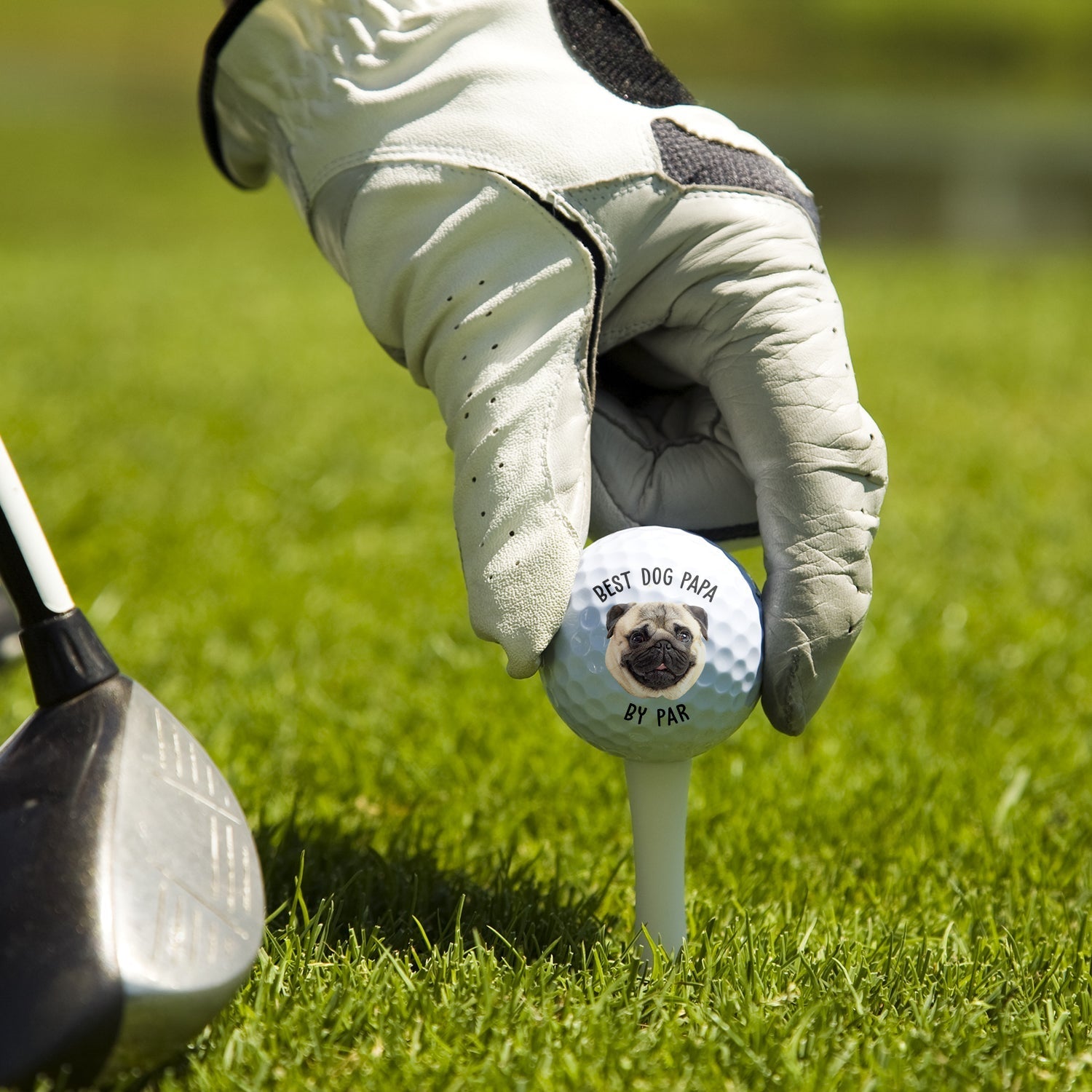 Custom Photo Best Dad By Par Pet Lovers - Personalized Golf Ball