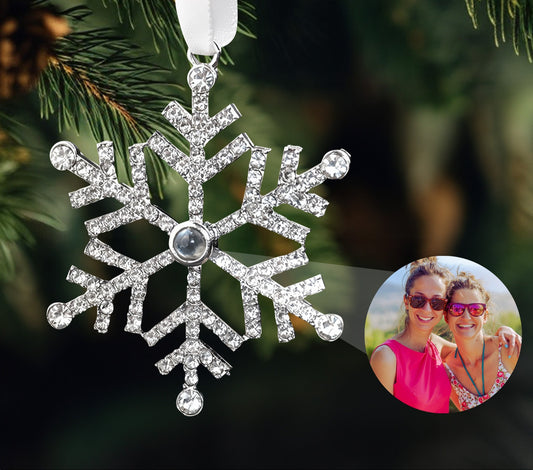 Personalized Photo Projection Snowflake Ornament – Custom Holiday Gift