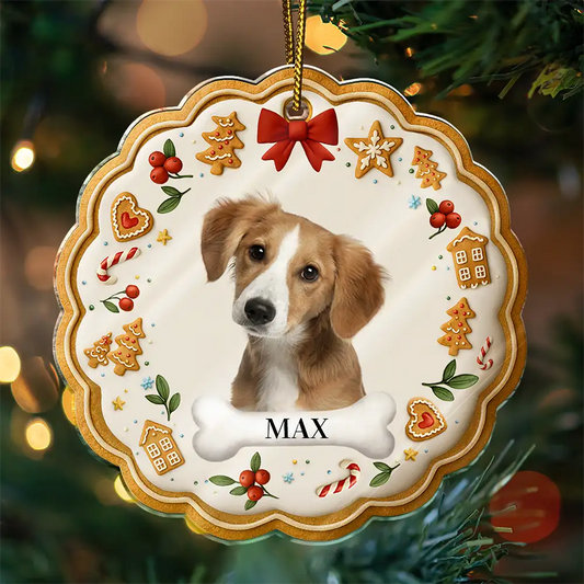 Custom Photo Lovely Pet Face Gingerbread - Personalized Custom Shaped Acrylic Ornament
