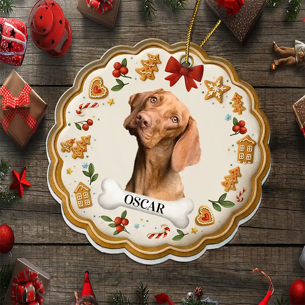 Custom Photo Lovely Pet Face Gingerbread - Personalized Custom Shaped Acrylic Ornament