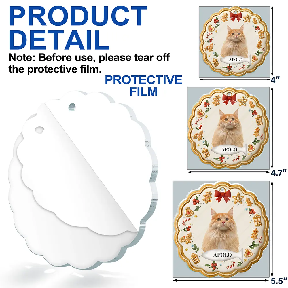 Custom Photo Lovely Pet Face Gingerbread - Personalized Custom Shaped Acrylic Ornament